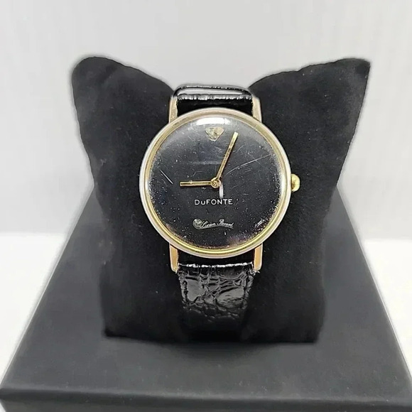 Mens Vintage Dufonte 17J Swiss Lucien Piccard Manual 34mm Watch Leather Runs - Picture 1 of 14